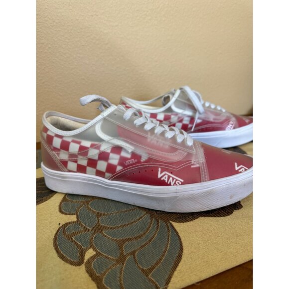 Vans  Comfy Cush Slip Skool Clear Red Checkerboard Sneakers Size 8 Mens - Picture 3 of 9